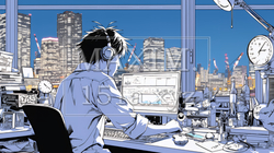 夜遅くまで残業するビジネスマン｜疲れた表情でパソコン作業をする会社員のビジネスイメージ | 4579714-17216