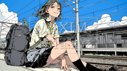 電車で通学している女子高生 | 4596582-13046