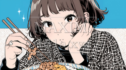 食事をしている若い女性：ちょっと食傷気味