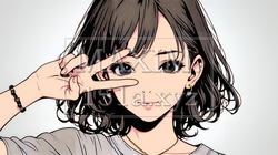 笑顔でピースサインを見せる若い女性 | 4609546-14254
