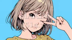 アイドルのように顔の横でピース＋ウィンクしている若い女性 | 4618190-14756