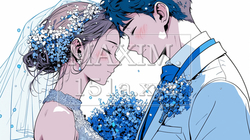 結婚式で見つめ合う新郎新婦：キス｜4634772-5518