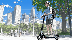 特定小型原付で都会を移動するビジネスパーソン | 4633033-9871