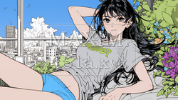 下着姿でくつろいでいる若い女性 | 4656324-12679