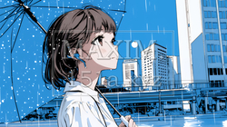 雨の日に傘をさして歩く若い女性｜4712395-4853