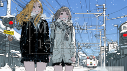 雪の日に友達と通学する女子高生 | 4677392-13084