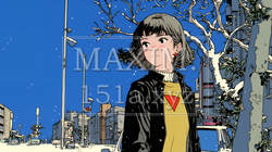冬枯れの街を歩く若い女性 | 4686280-6433