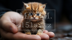 手乗り猫：手のひらにのってしまうサイズのかわいらしい猫