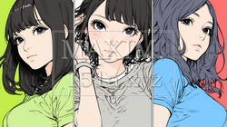 親しい女友達が決めポーズで写真撮影。 | 4698810-9613