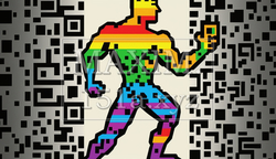 人間版QRコード（QRコードみたいに平板な人）：AI・デジタル思考人間 | 4702318-4172