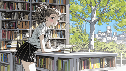 書店で本を選ぶ女子高生 | 4716700-16073