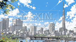 都市の町並みと青空 | 4752636-11568