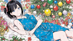 クリスマスプレゼントをたくさんもらって大喜びの若い女性 | 4754011-13510