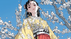 梅花と和服姿の若い女性 | 4761654-7142
