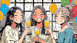 女子会：気の合う女友達が集まり、酒を交わし、おいしい食事をしながら、仕事の話や恋バナをしている | 4785299-5056