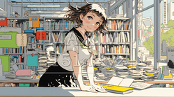書店で本を選ぶ女子高生 | 4789375-16059