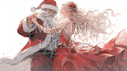 クリスマスにサンタクロースとダンスをしている女性 | 4793450-1967