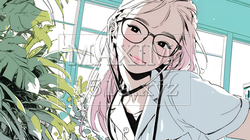 内科系の眼鏡をかけた女医
