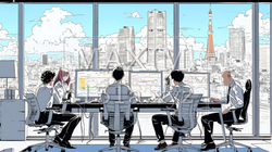 資料を見ながら打ち合わせをする会社員｜オフィスのビジネスミーティングイメージ | 4799782-17199
