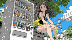 自動販売機で飲み物を購入する若い女性｜日常・ライフスタイル・屋外シーン | 4799782-17528
