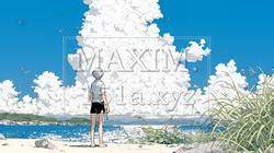 夏の海と入道雲と若い女性 | 4800204-10827
