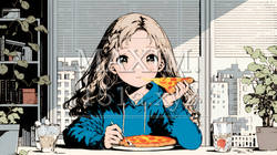 ピザを食べている若い女性 | 4806958-9191