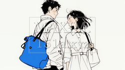希望に満ちたライフスタイルを過ごす若いカップル：未来を見つめている（シンプルな色使い）｜4824622-14793