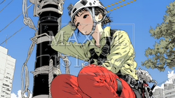 高所で作業をしている女性作業員 | 4810811-13284