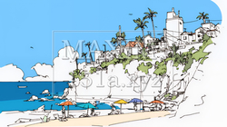 夏のビーチの風景（シンプルな色使い） | 4811701-10035