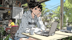 カフェでフリーランスや学生が仕事や勉強をしている