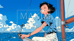 ヨットに乗っている若い女性 | 4823171-10227