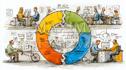 PDCA：「Plan（計画）」「Do（実行）」「Check（評価）」「Action（改善）」のイメー | 4830801-13600