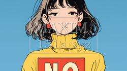 Noのレッドカードサインを出している女性｜4913963-8002