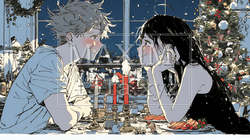 クリスマスディナーを楽しんでいる若いカップル | 4839115-13670