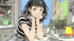 恥ずかしがって顔を赤らめている女性（異性を意識して？）