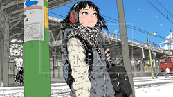 プラットホームで電車待ちをしている若い女性