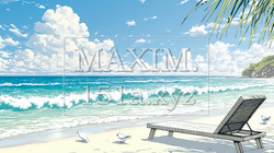 夏の海と空と白い浜辺