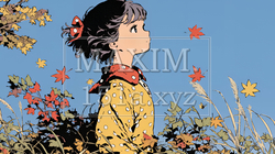 紅葉の小径を歩く少女｜4895862-12012