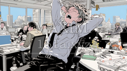 仕事中にあくびをしている若い男性 | 4866226-7180