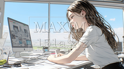 職場のデスクでパソコンに向かって仕事をしているビジネスウーマン | 4871037-15676