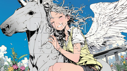 ユニコーンと若い女性 | 4873467-13497