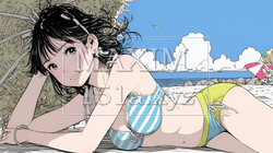 ビーチリゾートを旅行中のビキニ姿の若い女性