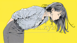 ミスやトラブルを反省して謝る若い女性｜申し訳なさそうな表情のビジネスイメージイラスト