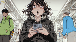 スマホの画面を見て驚いている若い女性 | 4952757-7615