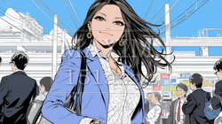 ビジネスフェアに参加しているビジネスウーマン