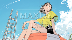 若い女性の海水浴場監視員（ライフガード） | 4975421-6137
