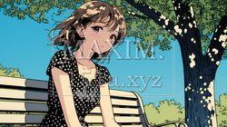 公園のベンチでひとり静かにくつろぐ若い女性｜4984729-7335