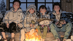 ほっこり：冬の寒い日に仲の良い仲間と暖炉のある部屋でのんびり・ゆっくり・まったり・ほっこり・ぬくぬく | 5005796-7807
