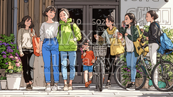 道端で会話を楽しむ若い主婦たち（ママ友たち） | 5015139-16832