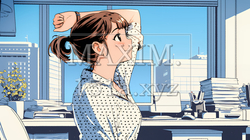 仕事の合間にストレッチ（伸び）をする女性 | 502267-16709